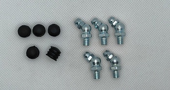 Комплект угловых пресс-масленок М6х1 45 градусов с защитным колпачком 10 шт